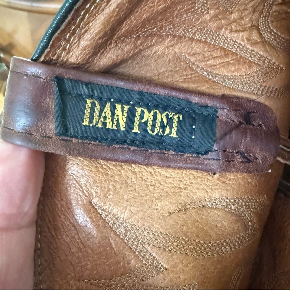 Dan Post brown Leather cowboy Boots Embroidery men’s 8 western pointed toe - Picture 9 of 16